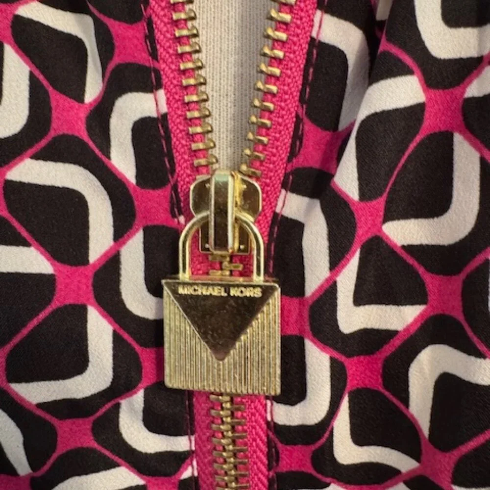 NWT Michael Kors Fuchsia/Black Zip Blouse, 1X - Picture 5 of 5